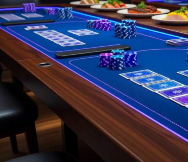 Offline poker tables with dinner setting at Harbour and Chance